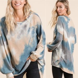 Soft Teal Tie Dye High-low Tunic
